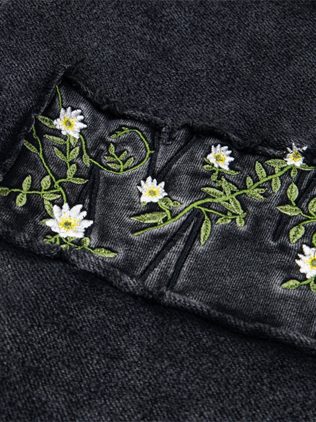 Men's Floral Embroidered Washed Hoodie