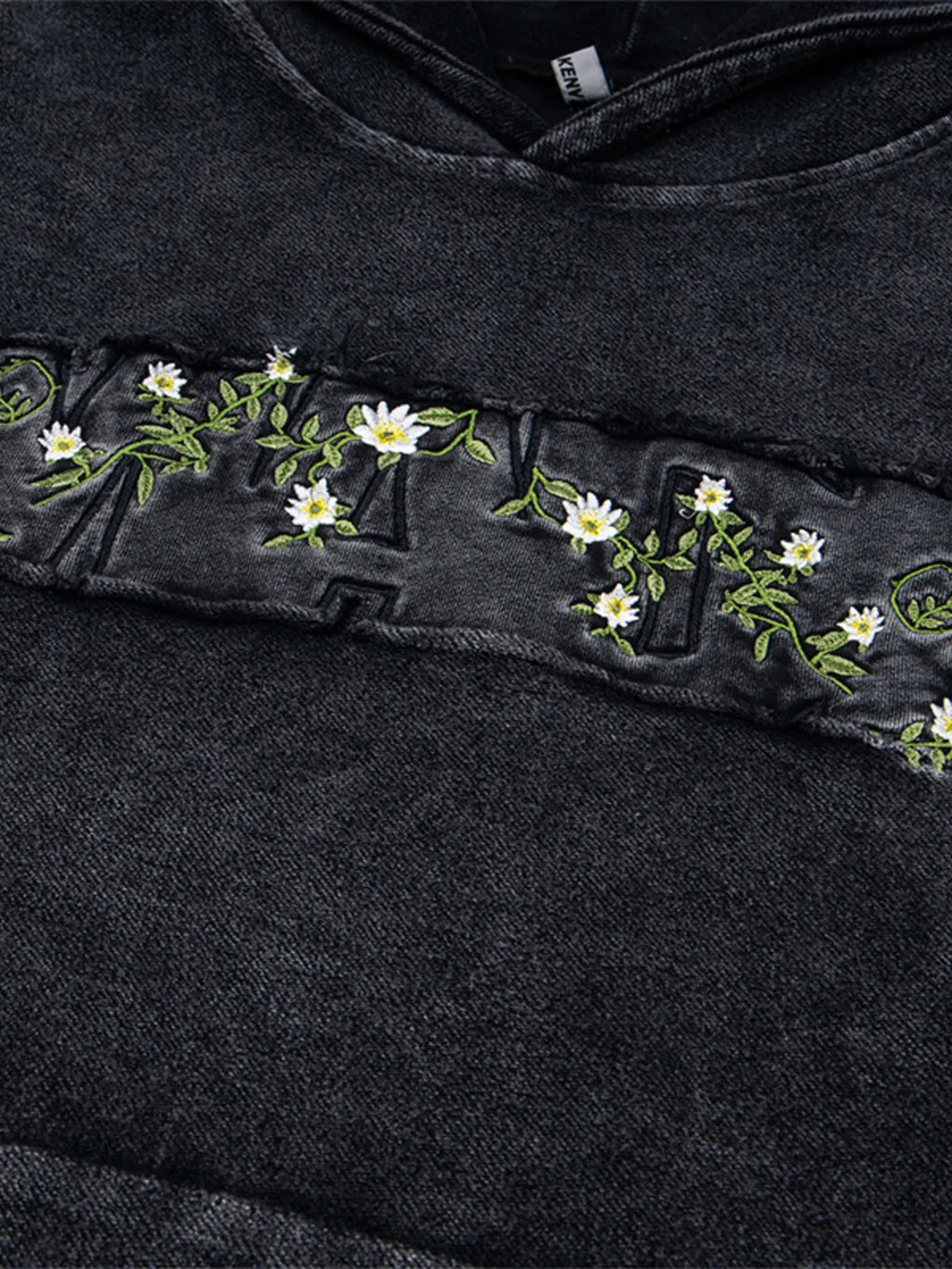Men's Floral Embroidered Washed Hoodie