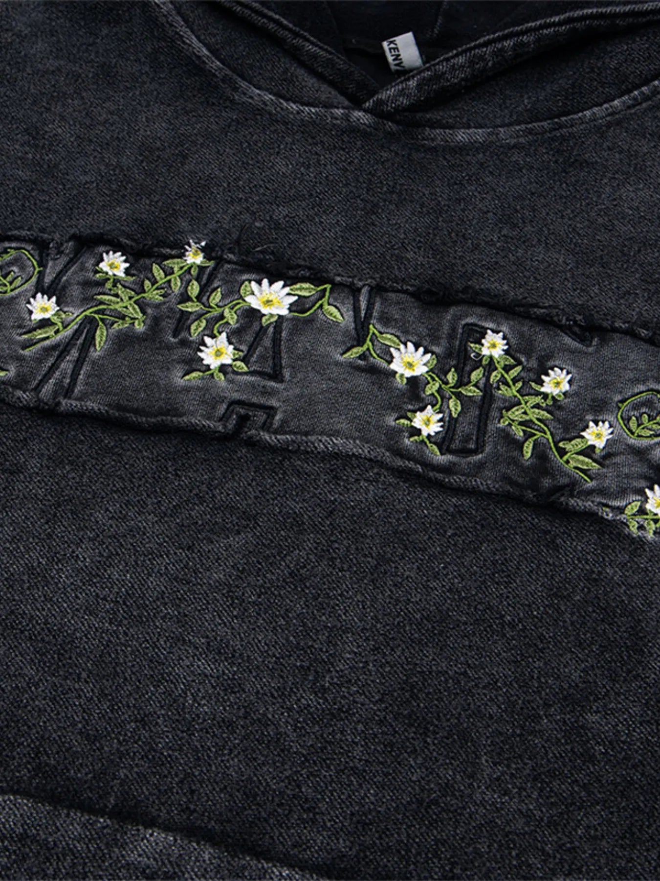 Men's Floral Embroidered Washed Hoodie