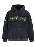 Men's Floral Embroidered Washed Hoodie