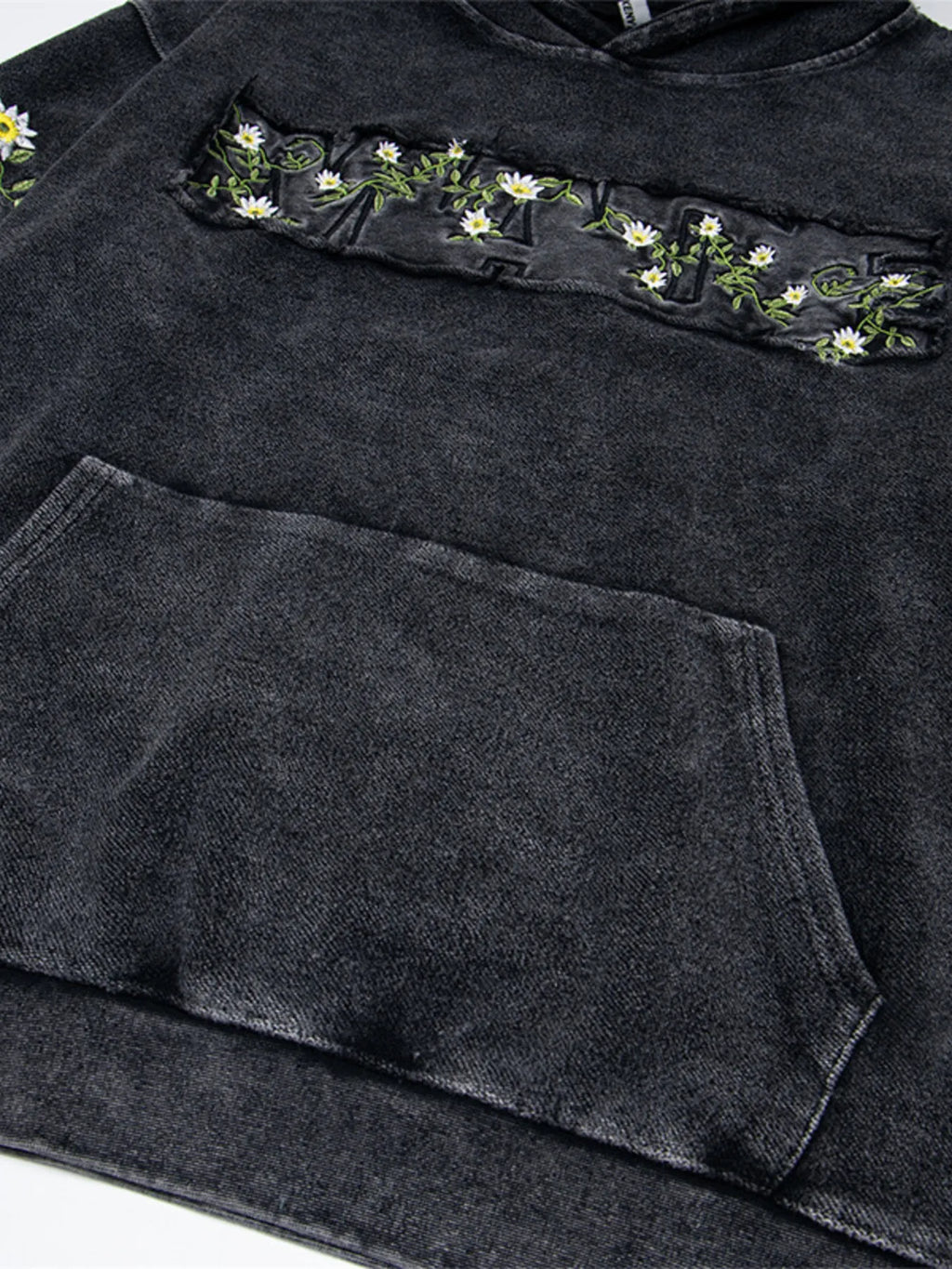 Men's Floral Embroidered Washed Hoodie