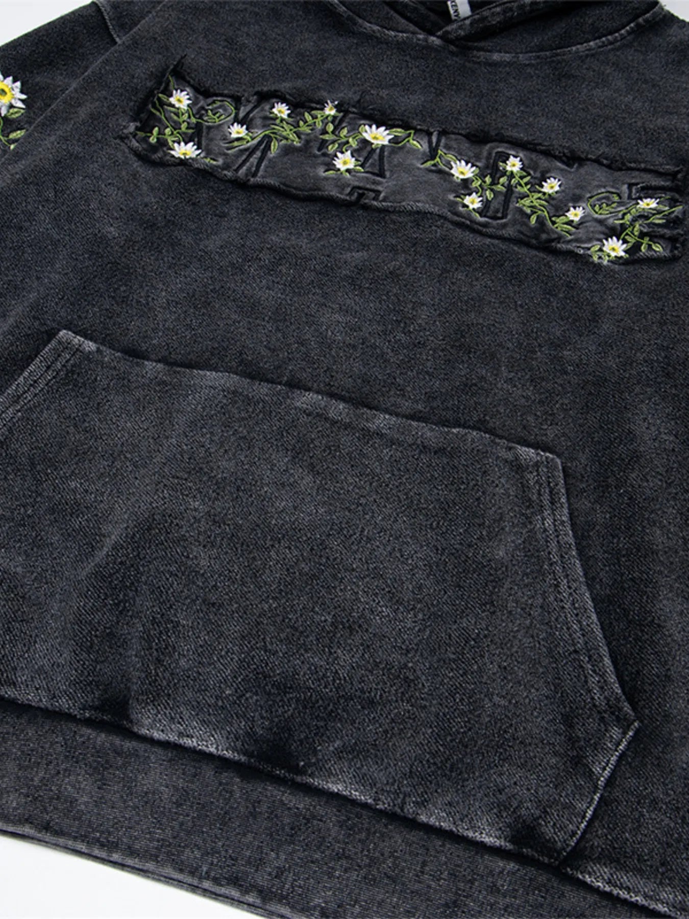 Men's Floral Embroidered Washed Hoodie